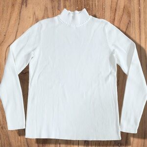 Elegant winter White Ribbed mock Turtleneck Top